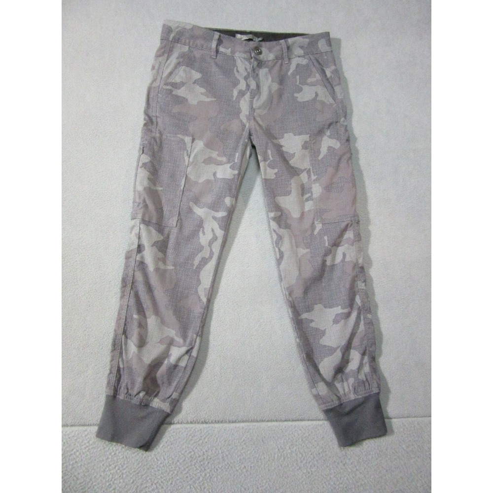 Prana Pants Womens 4 Gray Camo Jogger Tapered Leg Cargo Pockets Zip-Fly